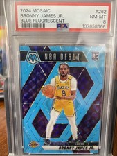 2024-25 Panini Mosaic - NBA Debut Bronny James #262 Fluorescent Blue Mosaic...