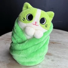 Uncute Matcha Purrito Cute Green Kitten Wrapped Green Blanket 7" Plush Cat Kitty