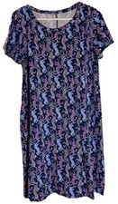 Lilly Pulitzer Women's Animal Print Shift Dress Short Sleeve Pockets Blue Pink
