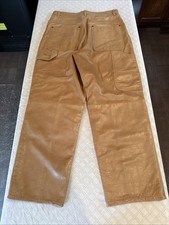 AMBITION NEW YORK SIZE 34 TAN/BEIGE MENS CARPENTER THICK GENUINE LEATHER PANTS