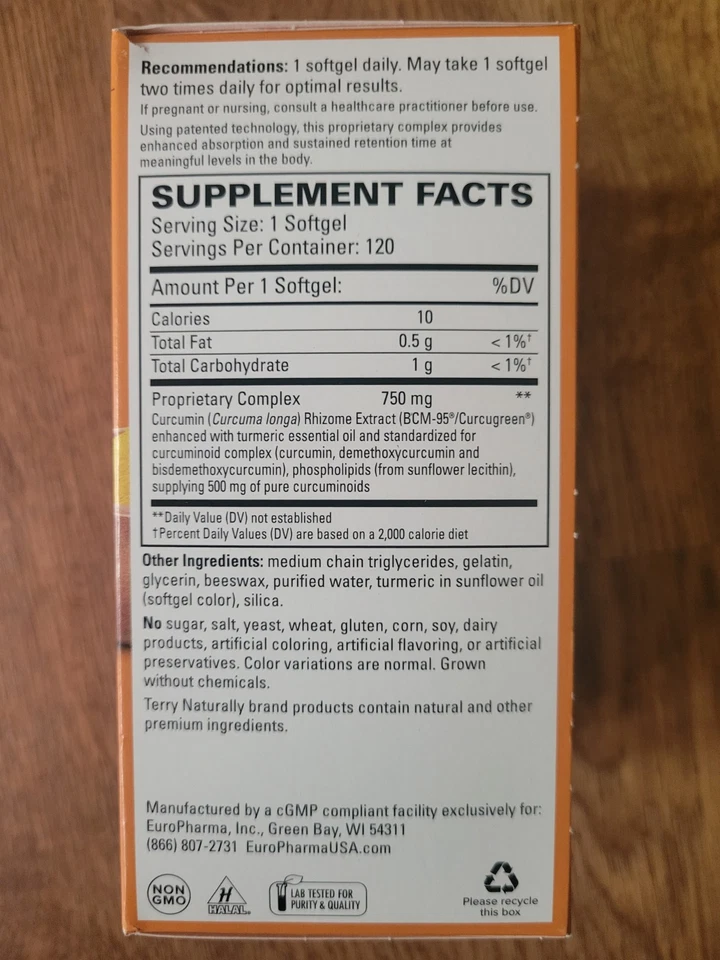 Terry Naturally CuraMed Superior Absorption 750mg 120 Softgels Authentic Ex 5/27 - Image 4 of 4