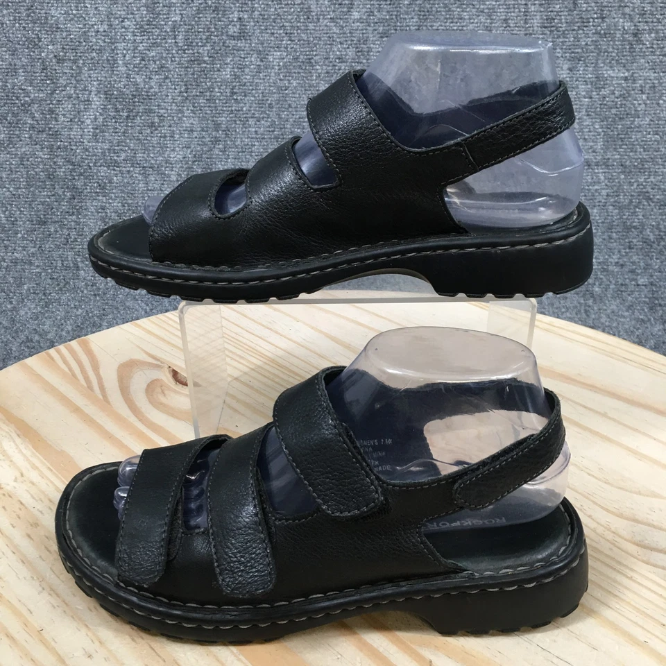 Sandalias Rockport para mujer 7,5 anchas con tira trasera de cuero negro informales cómodas APW74051 Foto 2 de 4