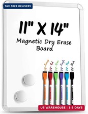 Magnetic Dry Erase Board for Fridge 11'' x 14'' with 6 Magnetic Markers