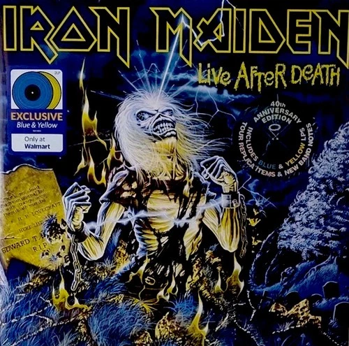 Iron Maiden Live After Death 40th Anniversary 2 LP Blue & Yellow Vinyl SEALED