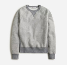 NEW MEN'S M J CREW WALLACE  BARNES VINTAGE FLEECE SWEATSHIRT IN HEATHER GREY