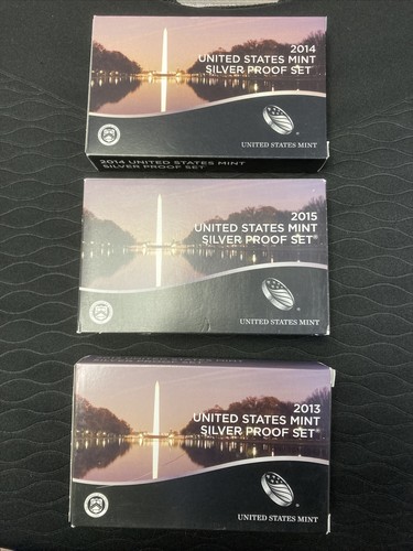 2013, 14, 15 US Mint SILVER Proof Sets Run w/ COA's SILVER SETS 3 In A Row. - Picture 2 of 6
