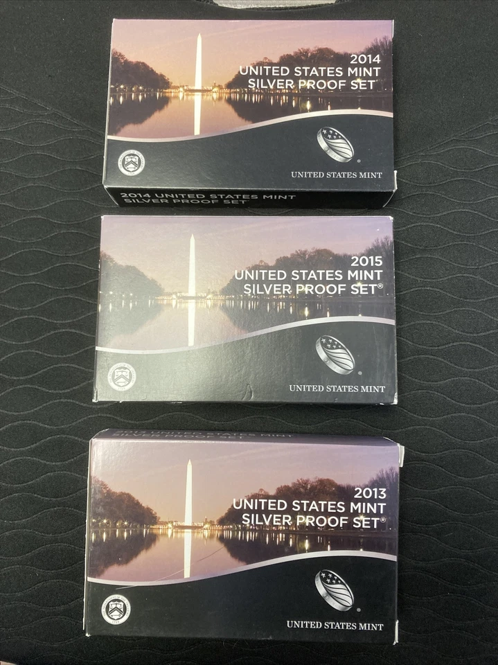 2013, 14, 15 US Mint SILVER  Proof Sets Run w/ COA's SILVER SETS 3 In A Row. - Image 2 of 4