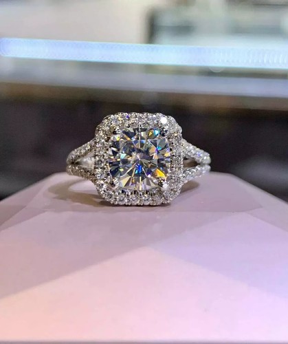2Ct Round Cut Lab Created Diamond Engagement Ring 14K White Gold Finish ...