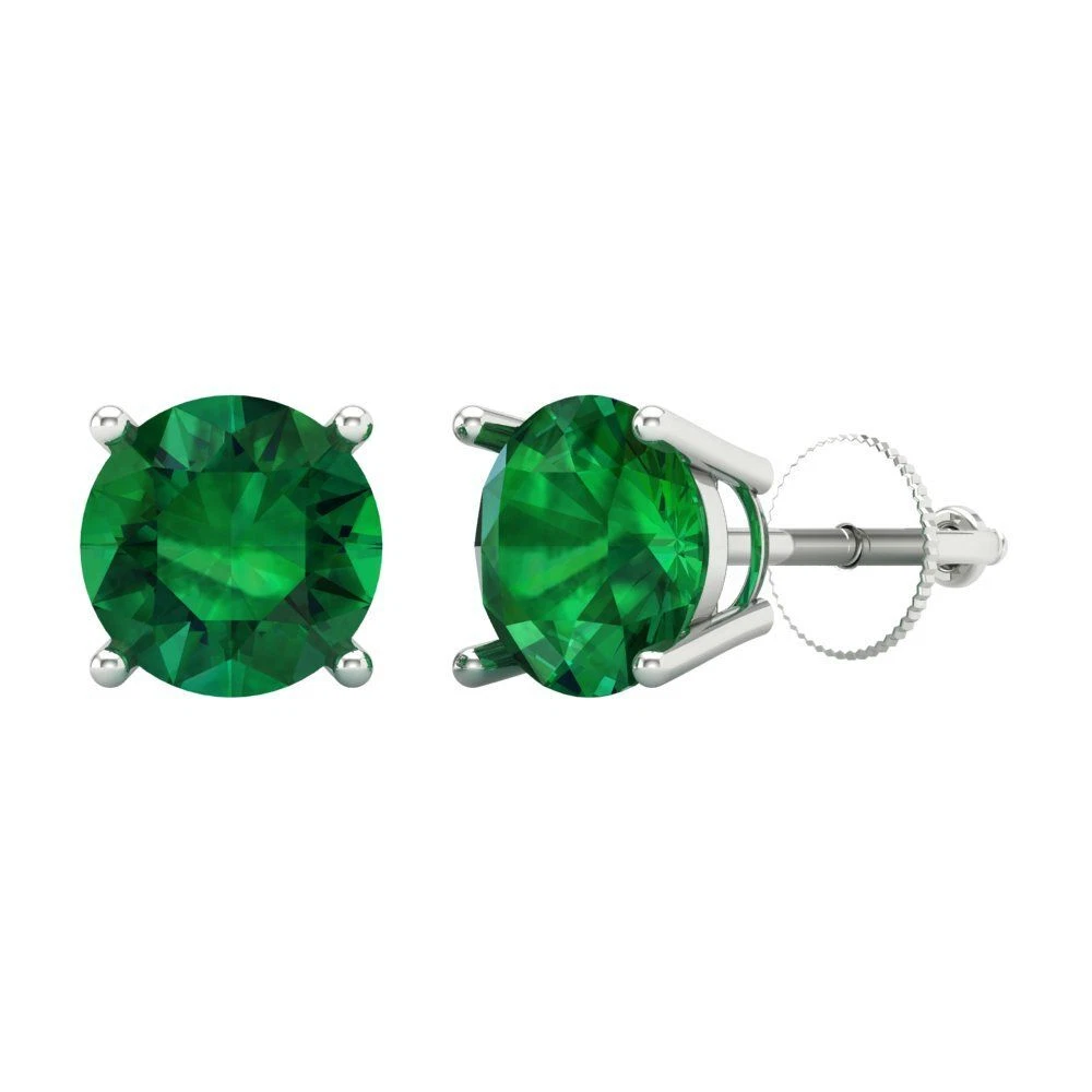 Green emerald hotsell stud earrings