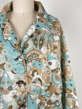 Vintage 60s 70s Polyester Leisure Suit Jacket Shirt Blazer Womens XL Disco Mod