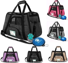 Cat Dog Pet Carrier Bag Travel Comfort Bag Case Airline Approved Soft Sided Mesh