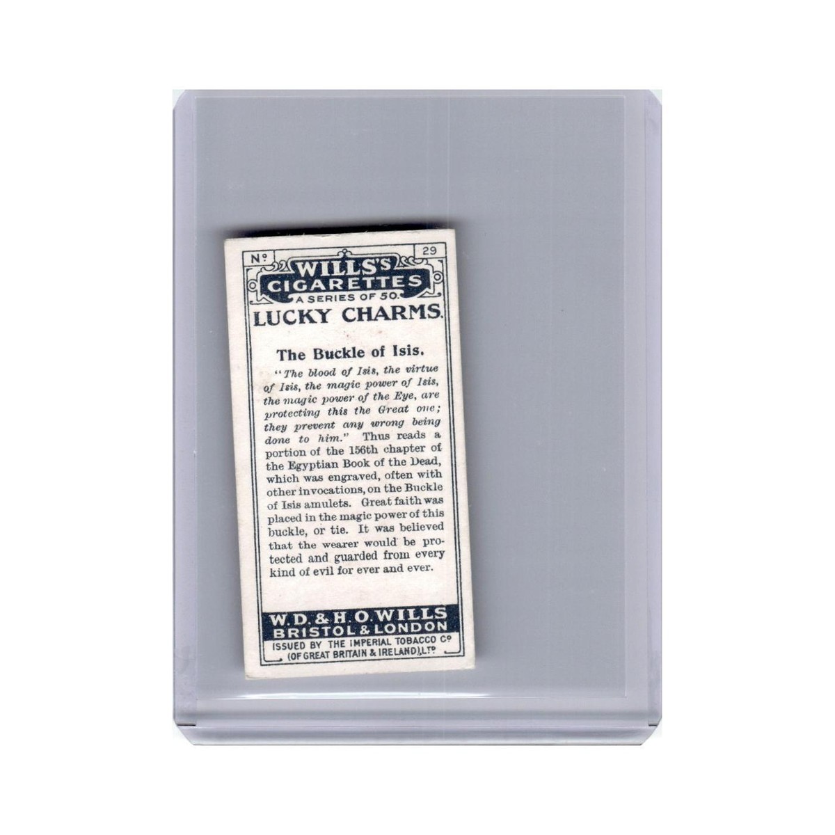 Lucky Charms Buckle of Isis 1923 Wills Cigarettes #29 Baseball Card VG