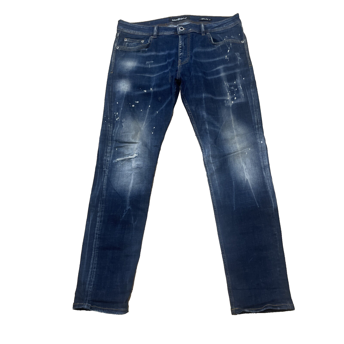 Salvatore Galliano Jeans Y2k Distressed Denim Men 36x30 Blue Slim