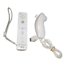 Official Nintendo Wii Remote and Nunchuck White RVL-036 OEM