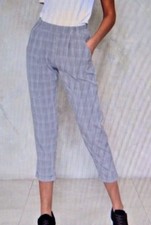 Grey check cropped pants women's M Nasty Gal nwt