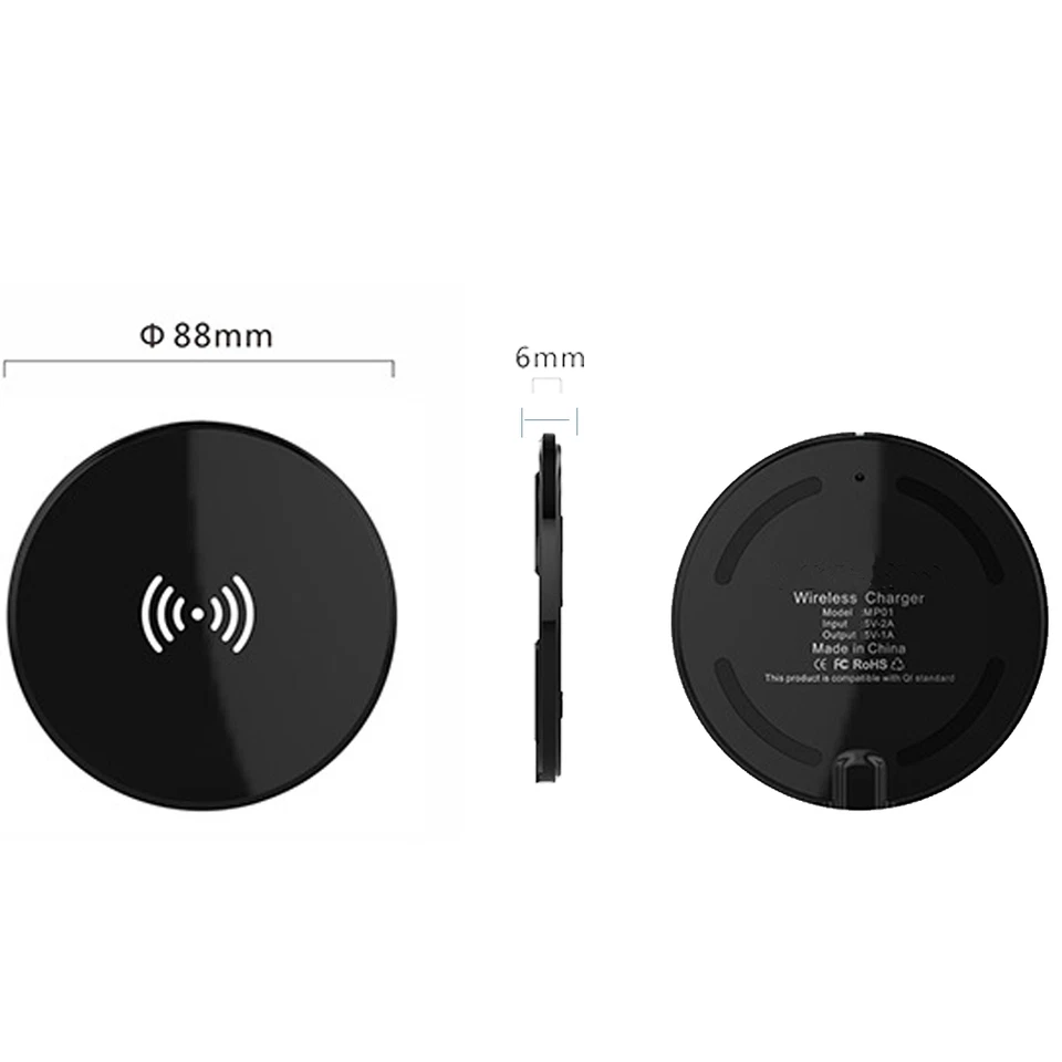 Cargador inalámbrico Qi delgado almohadilla de carga para iPhone Samsung Galaxy s8 S8 Plus Note8 Foto 2 de 3