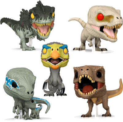 Lot of 5 Jurassic World: Dominion Dinosaur Funko Pop Figures- Ghost, Blue & More