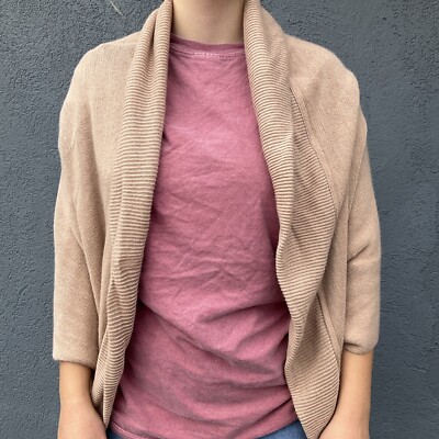 Layers By Lizden Marvelush Cardigan Size XS/Small Beige Soft Shrug Warm  Knit