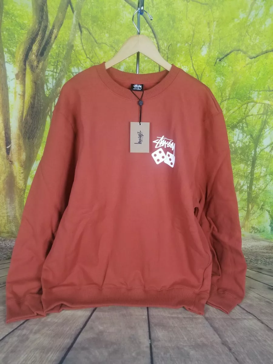 Stussy Mens Brick Double Side Print Logo Dice Crew Sweater XL New
