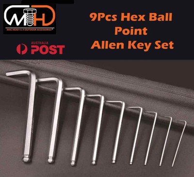 9pcs LONG Arm Allen Keys Set Metric Ball End Driver Hex Allan Allen Kit ...