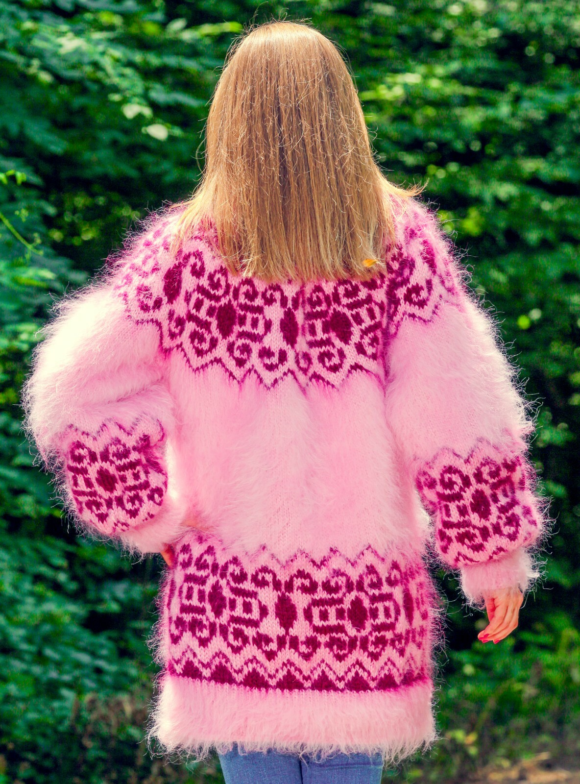 Pink long mohair sweater Icelandic fuzzy Nordic designer thick jumper SUPERTANYA image 4