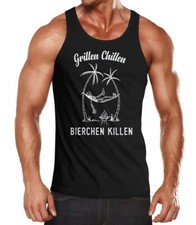 Men's tank top barbecue chilling beer killing slogan funny muscle shirt tank