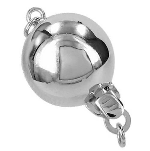 Genuine 14K White Gold Pearl Bead Jewelry Necklace Bracelet Ball Clasp 6mm 8mm - Picture 1 of 6