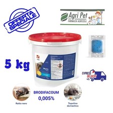 VELENO TOPI RATTI VEBI MURIN FACOUM esca in PASTA secchio 5Kg BRODIFACOUM 0,005