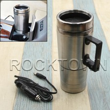 Electric Heated Stainless Steel Travel Car Van Tea Coffee Mug Cup Flask 12 Volt