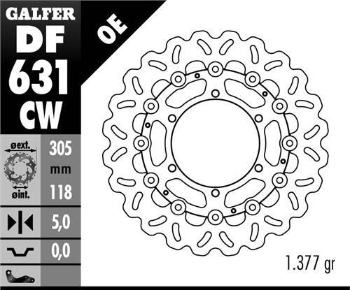 Disque de frein avant acier Wave 305x118x5 pour gamme BMW R et K