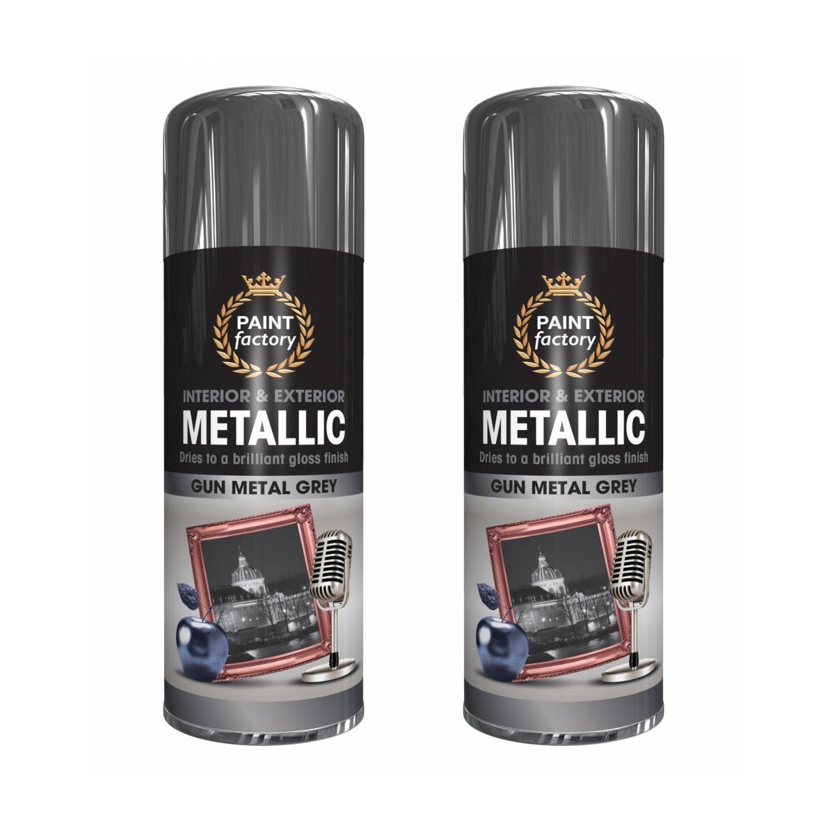 2 x Gun Metal Grey Spray Paint Metallic Aerosol Auto Car DIY Wood