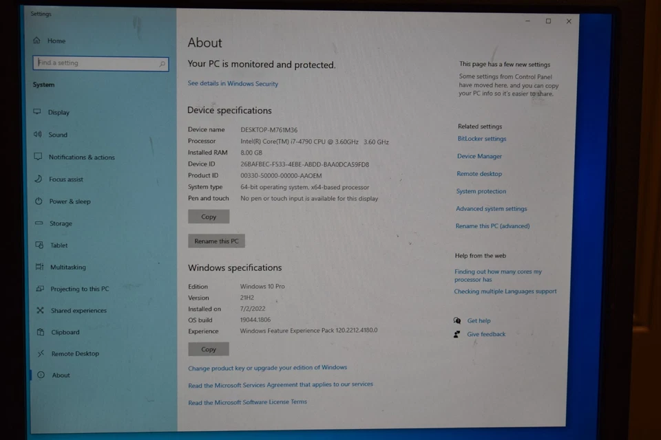 Dell Optiplex 9020 Quad Core i7-4790 3.6GHz 8GB RAM 160GB SSD Windows 10 Pro - Image 3 of 4