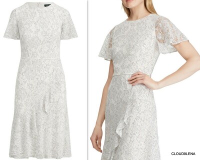 blue dress for baby girl Polo Ralph Lauren lace trim tank dress