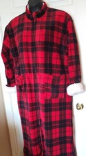 Alexander Del Rossa Womens Medium Red Black Plaid Robe Front Zip Plush Pockets