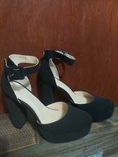 Women s High Chunky Heels Pumps Elegant Solid Color Platform Ankle Strap Dress R