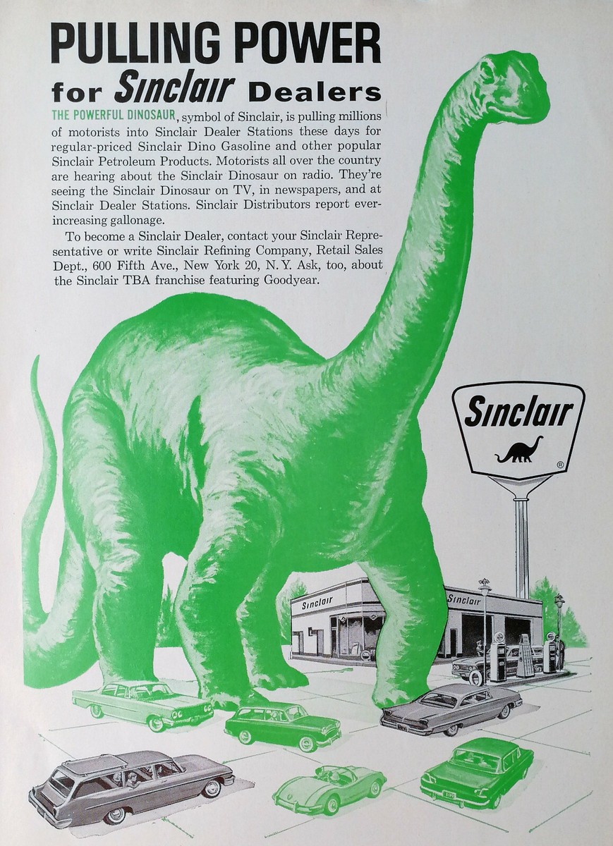 Sinclair Oil Green Dinosaur Pulling Power Ad 11