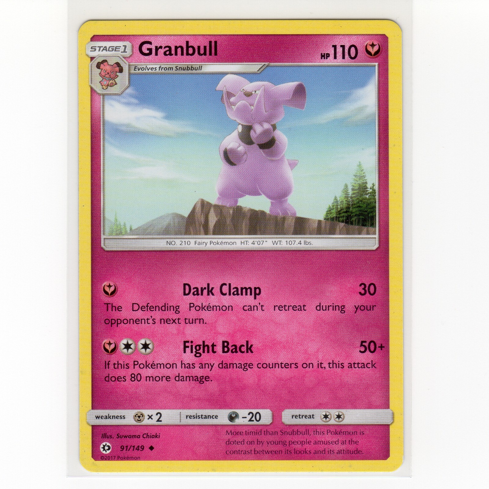 Pokemon TCG Granbull 91/149 Sm Base Set Regular Uncommon Card 2017 EN-NM