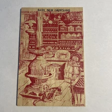 Bath New Hampshire Workshop Sketch Made From Wood Vintage Postcard