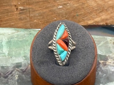 Richard Geneva Terrazas Zuni Sterling Mosaic Multi Stone Ring sz 5.5--TB432.25