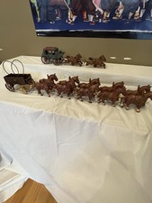 2 Vintage Antique Cast Iron Horse and Carriage Sets 30    17.5  