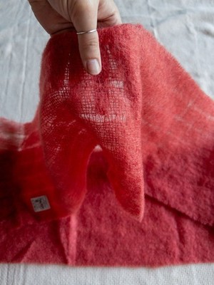 Avoca Handweavers Red Mohair and Wool Blend Scarf Nature Outdoors Granola Soft C