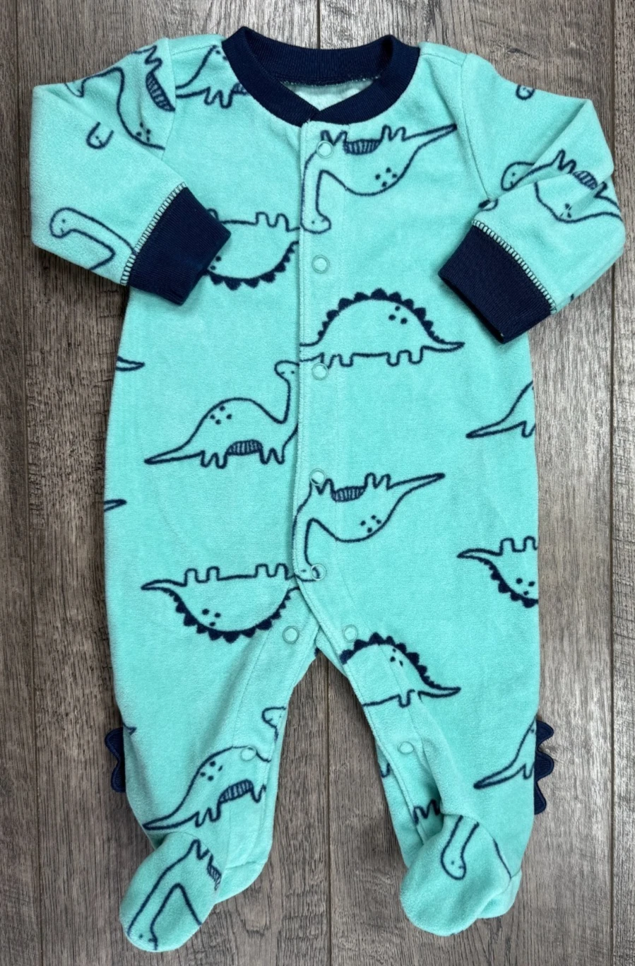 Baby Boy Clothes Nwot Carter's Newborn Fleece Green Dinosaur Footed Outfit
