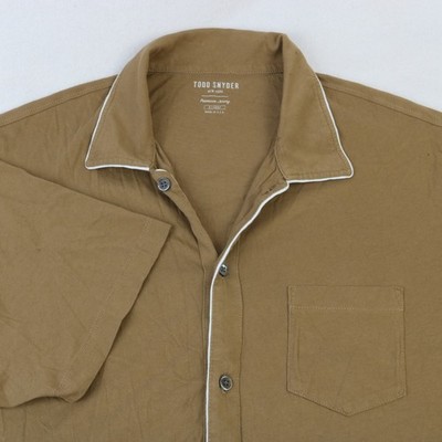 TODD SNYDER BROWN WHITE TRIM SS LOUNGE SHIRT XL USA MADE