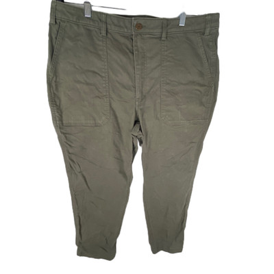 Duluth Trading Pants Mens 37x28 Green Cotton Straight Casual Outdoor Zip Fly