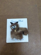 Genuine Mink Animal Pin Made In USA With Gold Accent - Approx. 3" Tall
