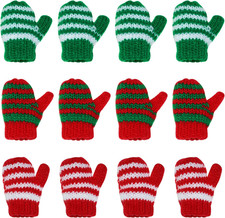Christmas Mini Knitted Gloves 12Pcs Cute Tiny Knitting Yarn Dolls Making Glov...