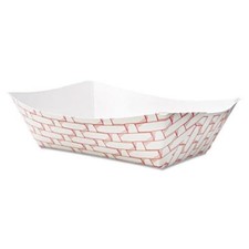 Boardwalk BWK30LAG300 Paper Food Baskets, 3lb Capacity, Red/white, 500/carton