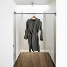 ZARA Woman Hand Made Grey Hooded Wrap Coat Belted Wool Blend Size M NWOT