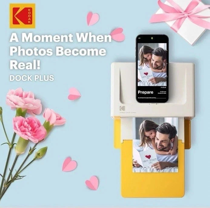 KODAK Dock Plus 4PASS Instant Photo Printer 4x6 + 80 Sheets Bluetooth & Docking - Image 4 of 4