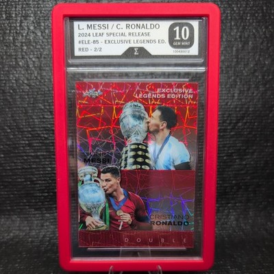 Messi / Ronaldo 2024 Leaf Metal Exclusive Legends Ed Red Laser 2/2 Gem Mint 10